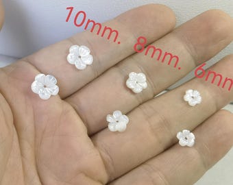 Cuentas de flores de nácar natural, cuentas de flores de concha talladas a mano, cuentas de flores de nácar blanco natural, lote de 5 a 100 piezas opcional, BA-1693