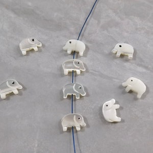 10 - 50pcs Mother Of Pearl Elephant Beads, 9x11mm Lucky Elephant  Beads , Elephant Jewelry ,Hole 0.7mm