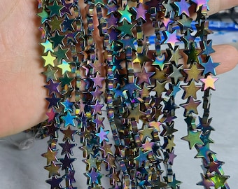 4mm 6mm 8mm 10mm Hematite Rainbow Star Beads , Hematite Star Beads , Hematite Beads , Star Beads ,  15.5 ‘’ Full Strand, Findings