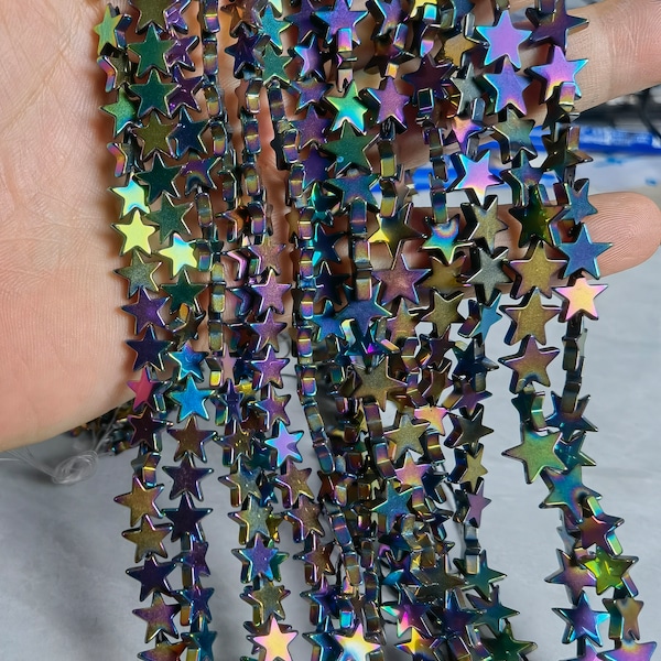 4mm 6mm 8mm 10mm Hematite Rainbow Star Beads , Hematite Star Beads , Hematite Beads , Star Beads , Quantity Options ,Wholesale, Findings