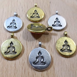 15x19mm Double Sided Meditating Buddha Charm ,Yoga Meditation Charms ,Buddha Charm ,Buddha Pendant, Choose Qty 10,30,50pcs