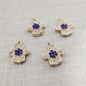 10pcs Rhinestone Hamsa Hand Charms ,Pave Crystal Hamsa charm ,15x19mm Hand of God Fatima Charm Pendant ,Spiritual Religious Charm