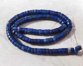 Cuentas Heishi de lapislázuli natural de 6 mm, cuentas de piedra de lapislázuli auténtica, cuentas de arandela Heishi de lapislázuli, hebra de 15,5''. BA-1325