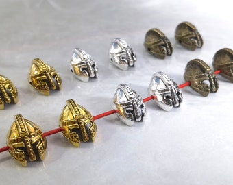 30 pcs Knight Helmet Beads, Antique Silver Gold Bronze Spartan Helmet Beads ,11x16mm Warrior Helmet Beads, Helmet Beads ,BA-284