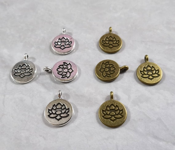 30pcs Double Sided  Lotus Flower Charms ,15x20mm Lotus Charm ,Flower Charm ,Healing ,Yoga Jewelry