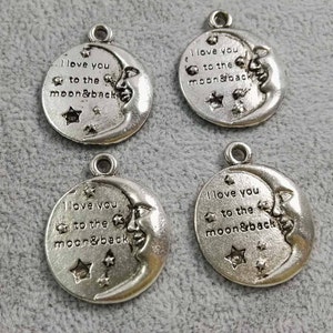 25 sztuk Kocham Cię do księżyca i z powrotem Charms, antyczne srebrne charmsy, zawieszki, znaczniki, ustalenia