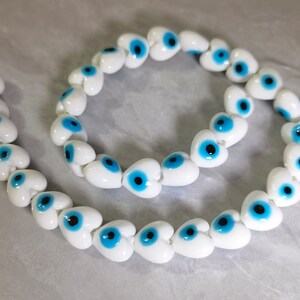33pcs Heart Coloured Glaze Beads ,12x12x8mm Heart Shaped Evil Eyes Beads ,Hole 1.5mm ,BA- 962