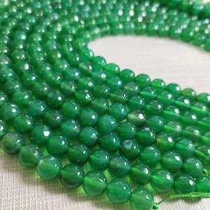 1 Full Strand 6mm 8mm 10mm Green Agate Faceted Round Beads ,Green Agate Gemstone Beads , Faceted Green Agate Beads ,Jewelry Making,BA-231
