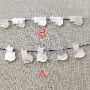8X12mm White Mother of Pearl Cat Beads, Natural MOP Cat , Shell Jewelry, White Shell Cat beads, Shell Findings,5 - 50pcs ,BA- 682