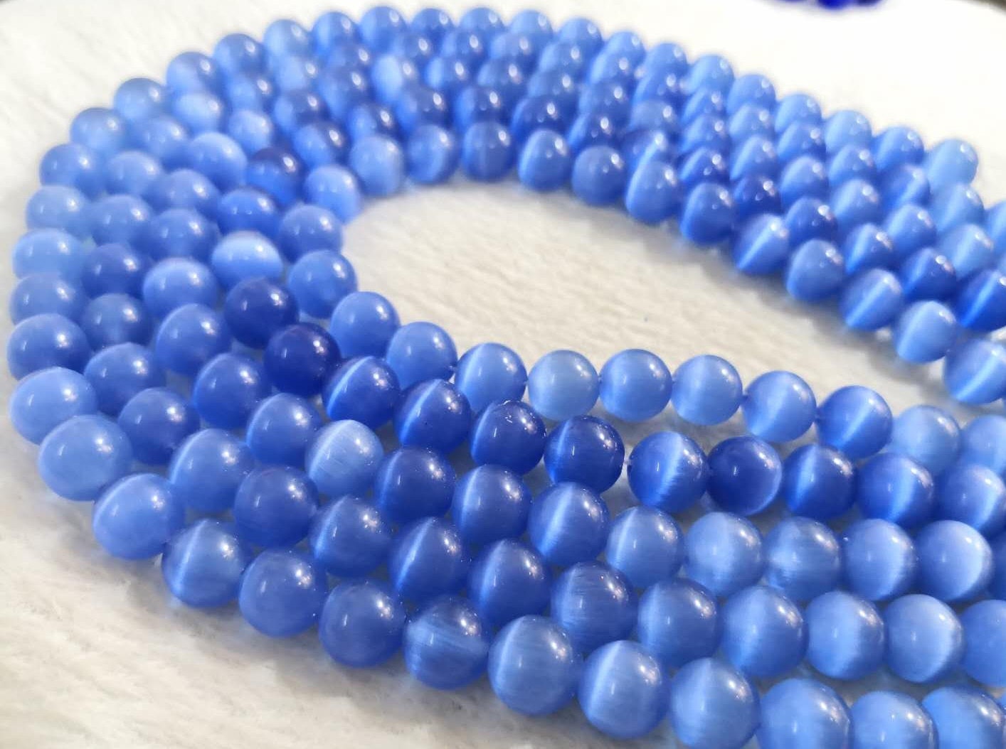 1 Full Strand Blue Cat's Eye Round Loose Beads Cat Eye Etsy