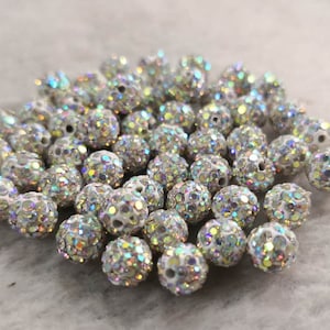 Boules disco pavées de 4 mm 6 mm, 6 rangées de boules disco strass, perles de boules disco en cristal-AB, perles en pâte polymère, perles de bracelet fournitures de bijoux