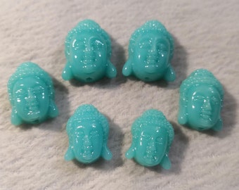 10pcs Resin Buddha Beads , Turquoise Buddha Head Beads , Buddhist Prayer Beads , Nepalese Beads , Choose Size 19 , 23 , 27 mm