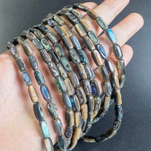 32pcs Rainbow Abalone Shell Beads ,5x12mm Paua Shell Irregular Tube Beads , Hole 0.8mm , Abalone beads jewelry supply ,BA- 1170