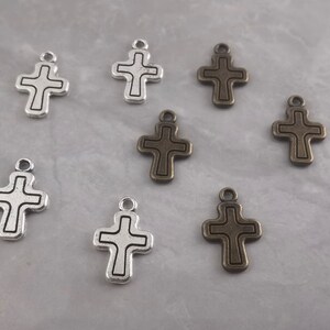 30pcs Double Sided Cross Charms ,13x19mm Metal Cross Jewelry ,Antique Bronze / Silver Cross Pendant ,Findings , BA - 823