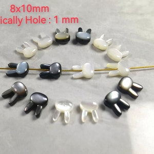 Naturliga pärlemorssnideri med kaninhuvud, dubbelsidiga söta kaninberlocker, snäckskalspärlor, 5-100 st. bulkparti valfritt, BA-1442