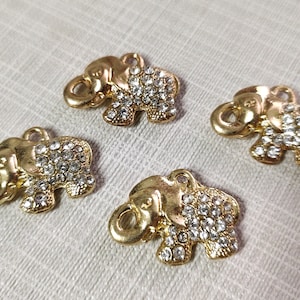 10 pcs Rhinestone Elephant Charms ,Gold Elephant Charm ,Africa Elephant Charm, Lucky Elephant Charms ,16x22mm Elephant Pendants , C-251