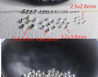 Shiny Silver Plated Faceted Beads ,Bracelet Necklace Spacer Beads ,Silver Faceted Spacer Beads, Diamond Cut Beads ,50/100/300pcs , BA- 1809