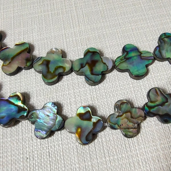 5 - 15 pcs Rainbow Abalone Four Leaf Clover Shape Beads , MOP Shell Beads , 10mm 12mm 14mm 17mm Abalone Shell beads jewelry supply