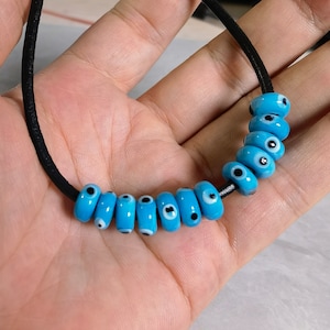 40pcs Blue Evil Eye Beads ,5x10mm Turkish Evil Eye Beads ,Rondelle Evil Eye , Lucky Evil Eye Beads  ,Hole 3.2mm ,BA- 1137