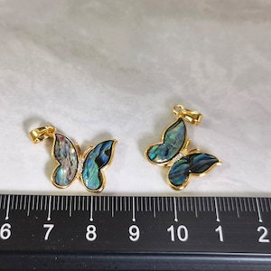19x22mm Micro Pave Clear CZ Butterfly Charm, Abalone Shell Butterfly Pendant ,Gold Plated over Brass Butterfly Pendant ,2 -50 pcs,BA- 1167