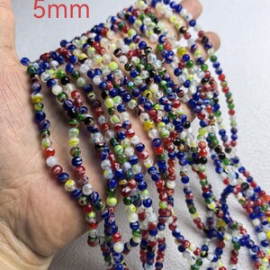 Multicolor Flower Round Beads ,Millefiori Glass Beads ,5mm 8mm Rainbow Glass Round Beads for jewelry making, 14'' full strand ,HA-241 5mm