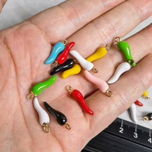 Enamel Chili Gold Plated Charms ,19x5mm Enamel Pepper charm ,10-100pcs Bulk lot optional ,BA- 800