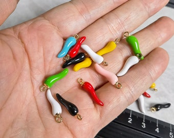 Enamel Chili Gold Plated Charms ,19x5mm Enamel Pepper charm ,10-100pcs Bulk lot optional ,BA- 800