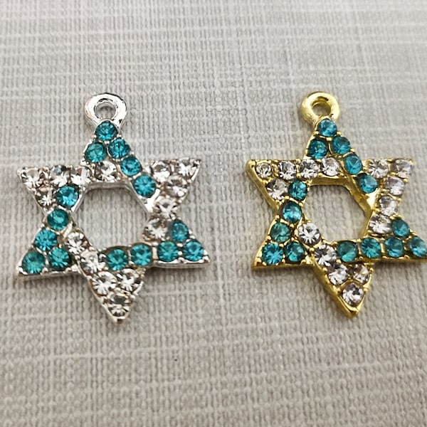 10pcs Crystal Rhinestone Hanukkah Charms ,20x27mm Star of David Charms, Star Charm ,Jewish Charm ,Star Pendant , David Star , Wholesale