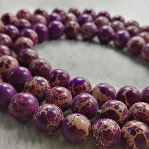 1 Full Strand 6mm 8mm 10mm Natural Sea Sediment Jasper Beads ,Round Natural Spacer Beads ,Impression Jasper Beads ,Imperial Impression Stone