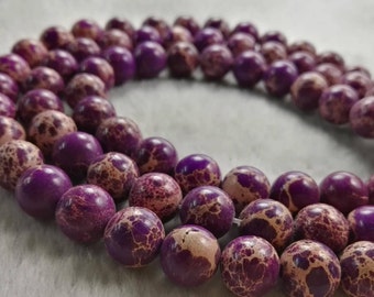 1 Full Strand 6mm 8mm 10mm Natural Sea Sediment Jasper Beads ,Round Natural Spacer Beads ,Impression Jasper Beads ,Imperial Impression Stone