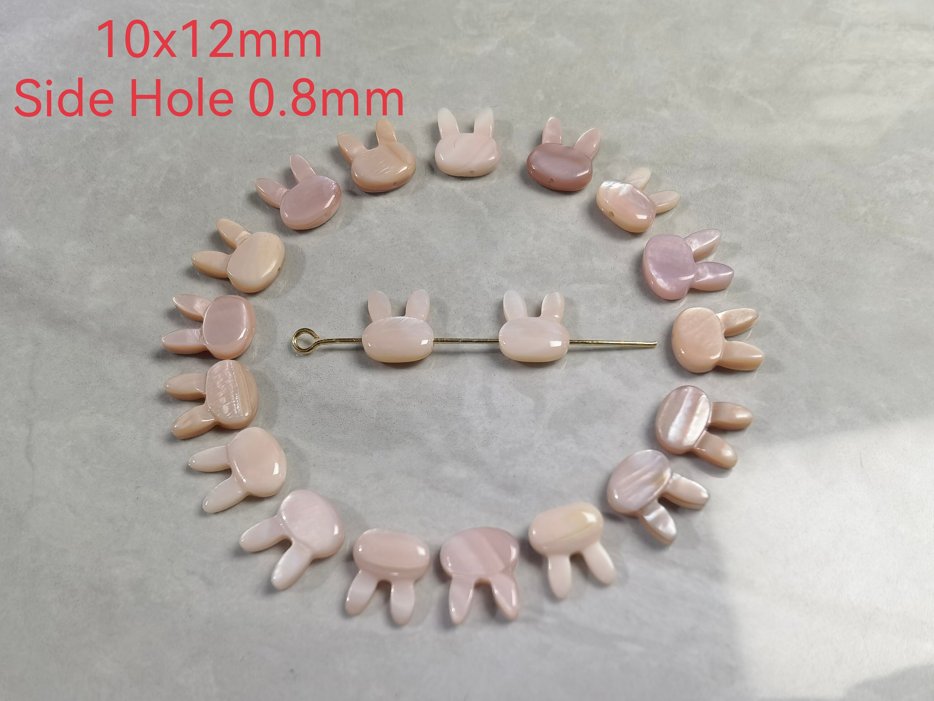 Natural Pink Mother of Pearl Carving Rabbit Head Beads,double Sided ...