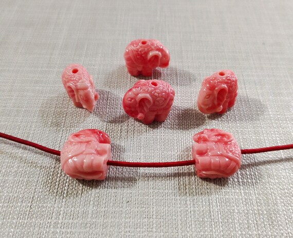 10pcs Coral Elephant Beads , 12x15mm Coral Elephant ,Elephant Jewelry , Lucky Elephant Beads ,Elephant Beads ,Spiritual Jewelry BA-611