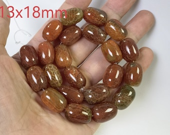 13x18mm Natural Agate Chunky Barrel Beads ,22pcs Various Shades of Orange Agate Drum Barrel Beads ,Orange Crackle Agate Beads ,AR- 1667
