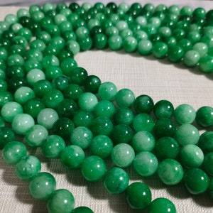 1 Full Strand Natural Green Jade Round Beads ,Jade Beads ,6m 8mm 10mm Smooth Round Stone Beads for Jewelry Making ,Wholesale Jade ,JA-163