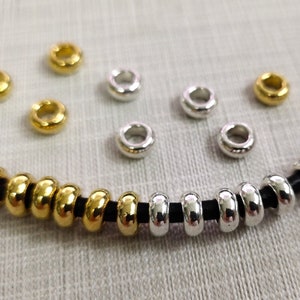 50pcs Metal  Rondelle Spacer Beads ,Large Hole Spacer Beads ,Spacer Beads ,3x7mm Spacer Beads , Hole 3 mm ,Wholesale ,FC 123