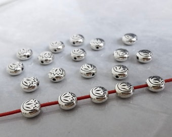 50 cuentas de flor de loto de doble cara, cuentas espaciadoras de loto de 8 mm, cuentas nepalesas, curación, joyería de yoga, cuentas al por mayor, BA- 1306