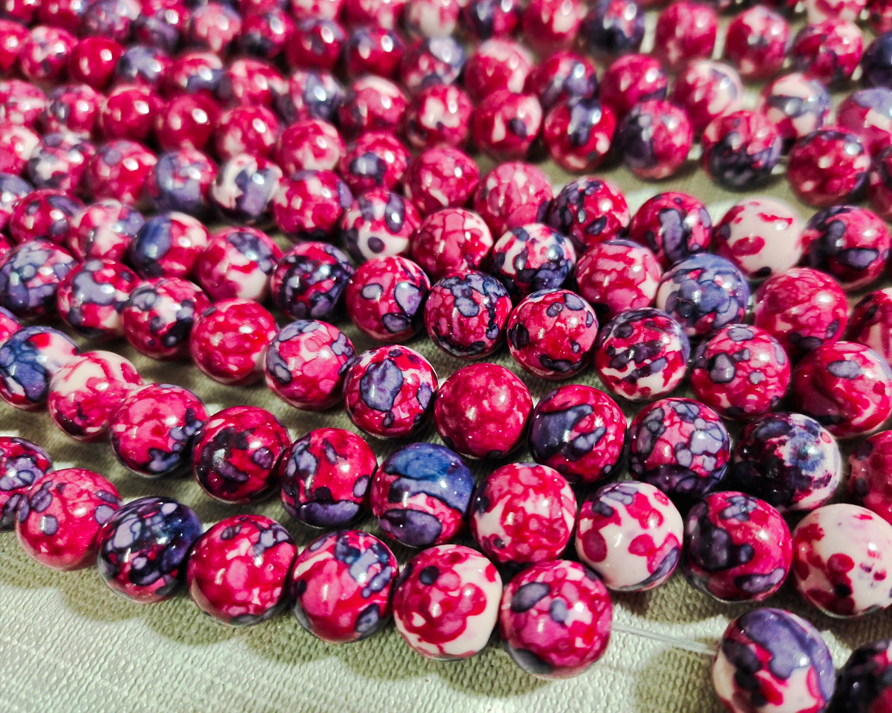 1 Full Strand Purple Rain Flower Stone Beads 6m 8mm 10mm Etsy