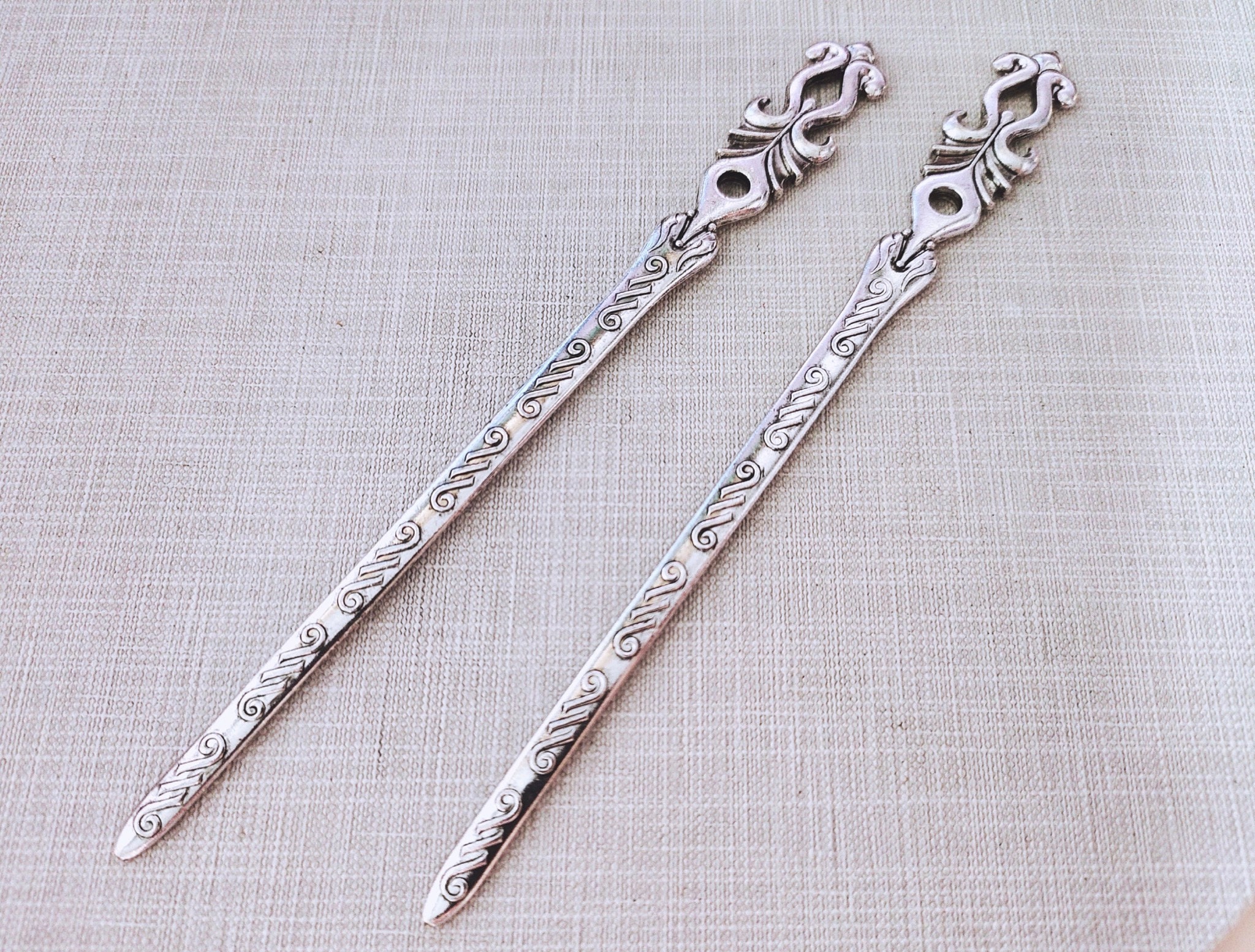 Antique Silver Hair Stick ,double Sided Hair Sticks Hairpin  display picture 1