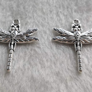 30pcs Dragonfly Charms Pendant ,Dragonfly Jewelry , Antique Silver Insect Charms , 28x32 mm ,Wholesale