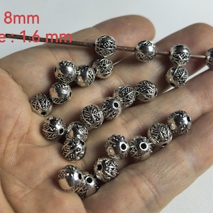 30pcs Antique Silver Spacer Beads, Tibetan Style Beads , 8mm Spacer Beads ,Metal Spacer ,Bracelet Bead, Hole 1.6mm ,BA- 1757