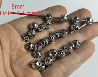 30pcs Antique Silver Spacer Beads, Tibetan Style Beads , 8mm Spacer Beads ,Metal Spacer ,Bracelet Bead, Hole 1.6mm ,BA- 1757