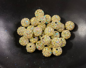 8mm 10mm Light Yellow AB Disco Ball Beads , Rhinestone Disco Balls ,Polymer Clay Beads ,Bracelet Beads Jewelry Supplies