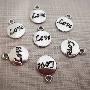 50 pcs Antique Silver Love Charms ,12x15mm Word charm ,Wholesale