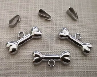 22 Stück Doppelseitige Hundeknochen Charms,Silber Knochen Charms,18x20mm Hundeknochen Schmuck, Großhandel