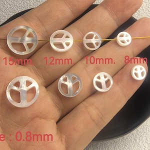 Mother Of Pearl Peace Sign Spacer Beads ,Carve Sea Shell Peace Beads ,Mother Of Pearl Beads ,Peace Beads ,5/10/30pcs ,Hole 0.8mm BA- 780