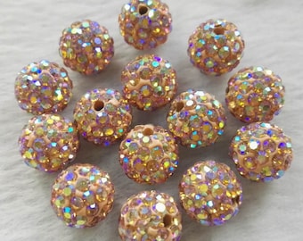 Bolas de discoteca color champán AB de 10 mm, microcristal pavé, bolas de discoteca con diamantes de imitación, cuentas para pulseras, suministros de joyería, BA-885