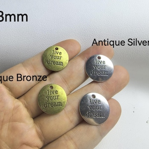 30pcs Live your dreams Charms ,Word Script Charms ,Quote Charms ,English Carving Tags Pendants ,19.3mm ,BA- 1770