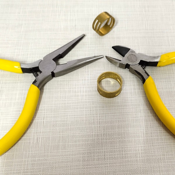Set of 2 Slim Pliers With 2 Brass Jump Ring Opener ,Jewelry Making Hand Tools