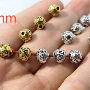 Tibetan Style Spacer Beads ,8mm Heart Pattern Tibetan Beads, Antique Silver Beads , 30pcs / 100pcs .BA- 1397