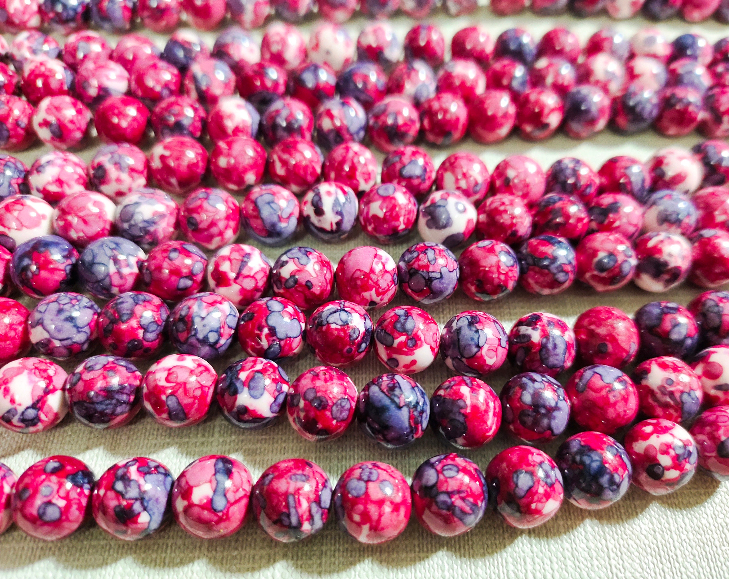 1 Full Strand Purple Rain Flower Stone Beads 6m 8mm 10mm Etsy